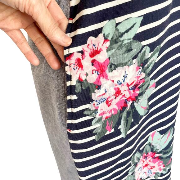 Joules Imelda Jersey Woven Mix Dress Blue Floral Stripe Size 10 Coastal Casual - Picture 5 of 12